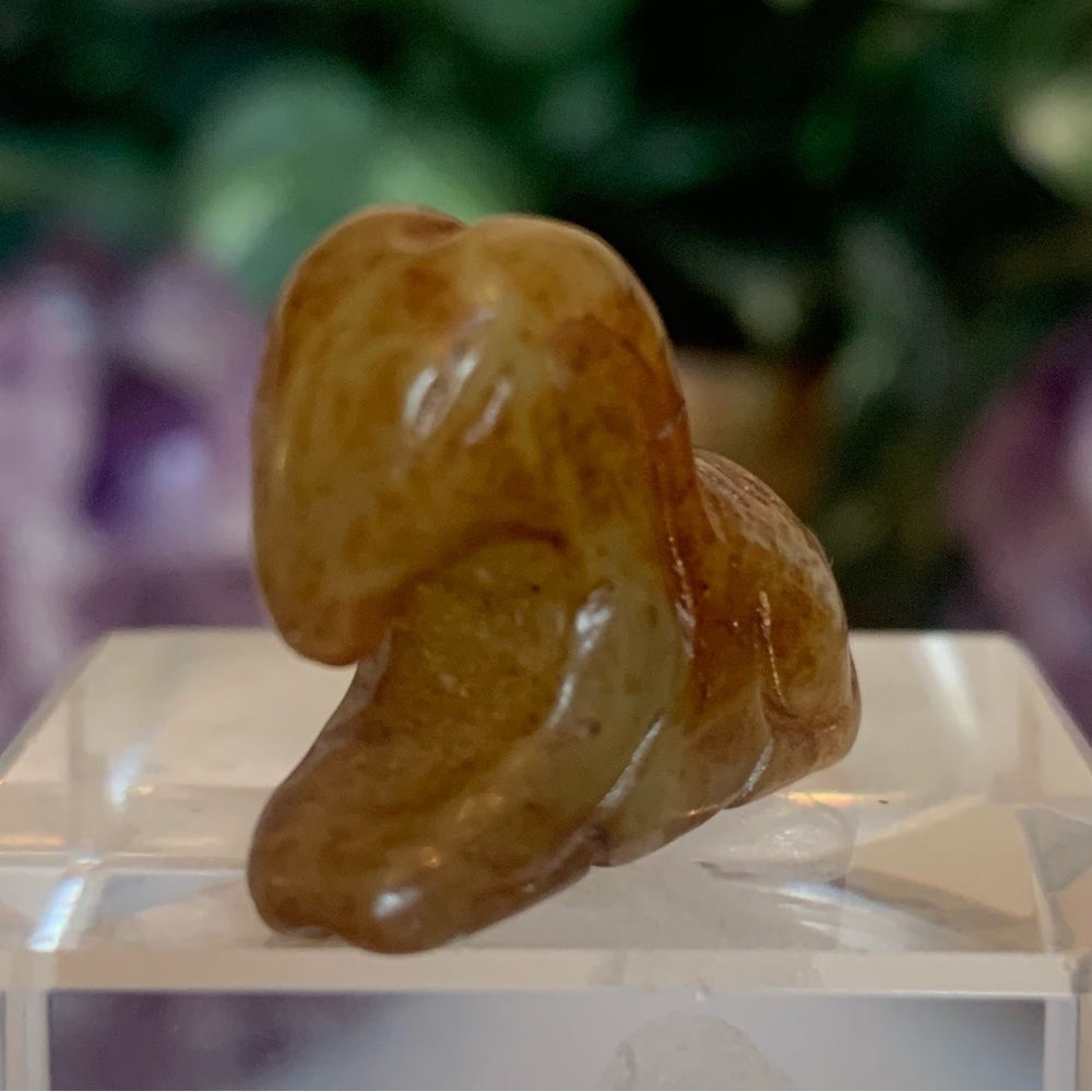 Hand Carved Jade Chinese Zodiac Ram Drilled Animal Bead Stone Figurine 20th C. - Picture 6 of 16
